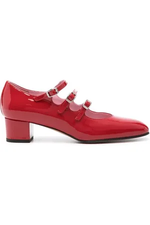 Carel Sko, Dame, Rød, 41 EU, Læder, Rubinrøde kalveskind Almond Toe Buckle Pumps