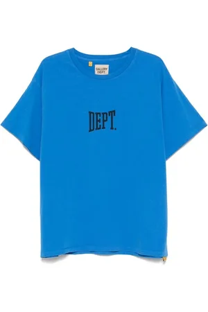 GALLERY DEPT. Top, Herre, Blå, 2XL, Bomuld, Blå Gym Logo Print T-shirt