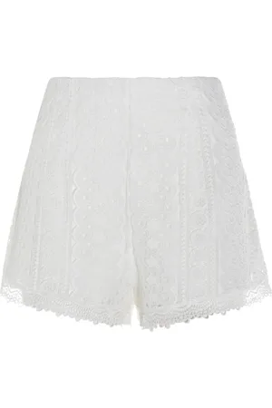 CHARO RUIZ IBIZA Shorts, Dame, Hvid, M, Hvid Blonde Overlay Skallop Hem Shorts