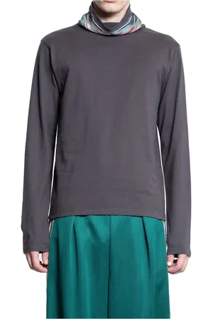 KAPITAL Top, Herre, Grå, M, Bomuld, Jacquard Turtle Neck Langærmet T-shirt