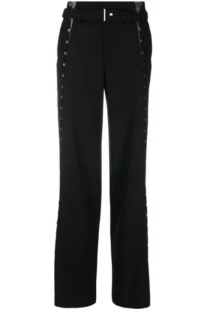 DION LEE Bukser, Dame, Sort, S, Uld, Bredbenede bukser med krogdetaljer