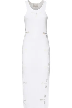 COPERNI Kjole, Dame, Hvid, XS, Bomuld, Hvid Blomst Broderet Tank Kjole