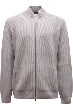 Gran Sasso Strik, Herre, Grå, 2XL, Uld, Uld Cardigan med lynlås Made in Italy