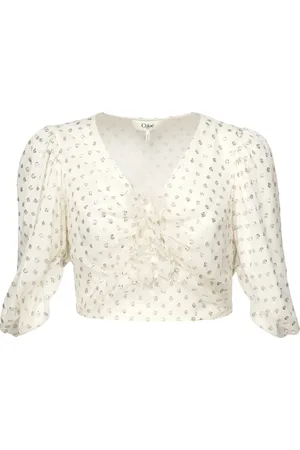 Chloé Bluser & Skjorter, Dame, Hvid, XS, Hvid Polkaprikket Silke Top