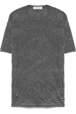 OUR LEGACY Top, Herre, Grå, 2XL, Antracitgrå Crew Neck T-shirt Logo Patch