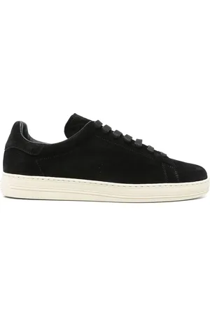 Tom Ford Sko, Herre, Sort, 40 1/2 EU, Læder, Lace-Up Sneaker med Brandet Hæl