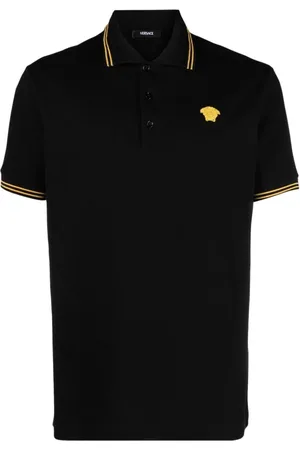 VERSACE Top, Herre, Sort, S, Bomuld, Medusa Piquet Polo Shirt Sort