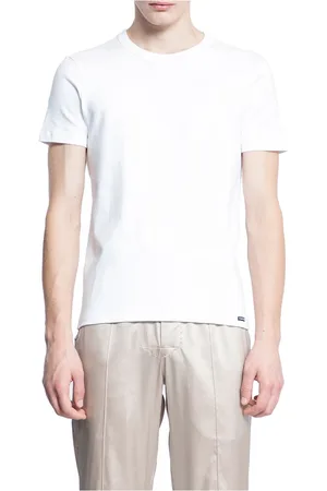 Tom Ford Top, Herre, Hvid, S, Bomuld, Rund Hals Logo T-Shirt