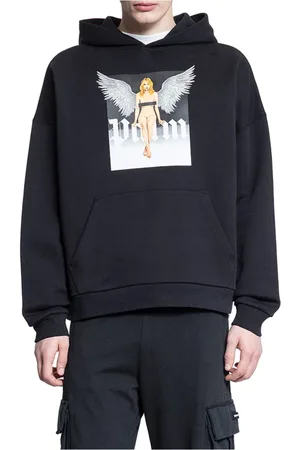Palm Angels Sweathshirts & Hoodies, Herre, Sort, L, Uld, Krystal Pin Up Grafisk Hoody