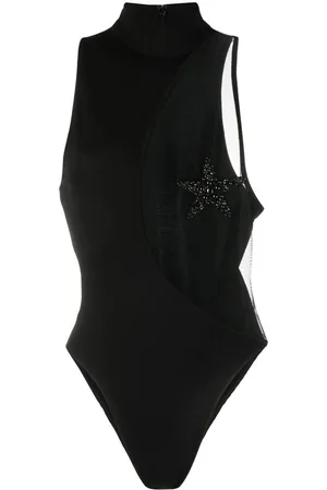 DAVID KOMA Top, Dame, Sort, 2XS, Uld, Bodysuit med stjerne-detaljer