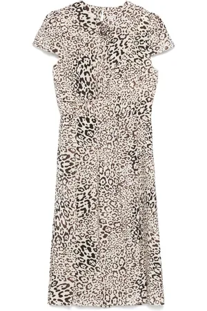 Alessandra Rich Kjole, Dame, Flerfarvet, XS, Uld, Beige Kjole med Skulderpuder og Knapper