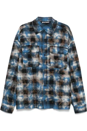 Palm Angels Skjorte, Herre, Flerfarvet, XL, Lysblå Button-Up Skjorte med Logo Print