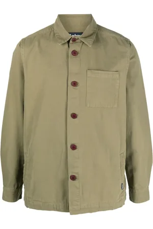 Barbour Jakke, Herre, Grøn, S, Bomuld, Olivengrøn Bomuldsskjorte med Logopatch