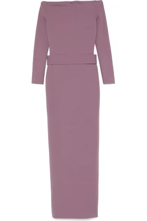 Solace Kjole, Dame, Lilla, XS, Amethyst Lilla Bæltet Bred Hals Kjole
