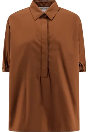 Max Mara Bluser & Skjorter, Dame, Brun, 2XS, Bomuld, Brun Skjorte med Skjult Knappelukning