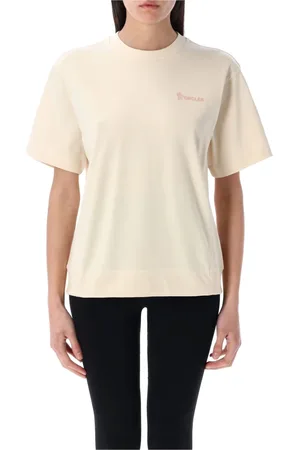 Moncler Top, Dame, , L, Bomuld, Hvid Præget Logo T-Shirt Ss25