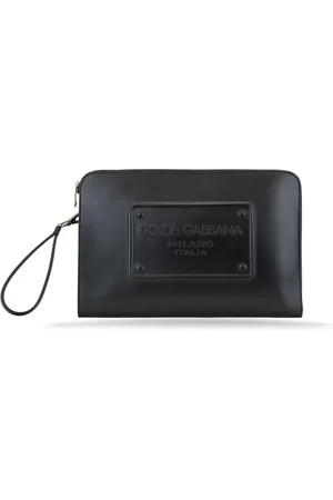 Dolce & Gabbana Tilbehør, Herre, Sort, ONE SIZE, Læder, Herre Læder Clutch Taske