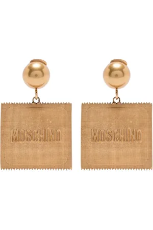 Moschino Tilbehør, Dame, Gul, ONE SIZE, Uld, Guld-tone Drop Design Statement Øreringe