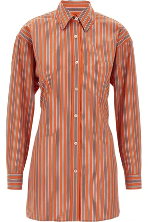 Etro Bluser & Skjorter, Dame, Flerfarvet, S, Gulerod Orange Skjorte med Taljeknude Detaljer