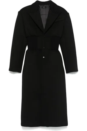WARDROBE.NYC Frakke, Dame, Sort, S, Sort Knappet Frakke med Ribbed Talje