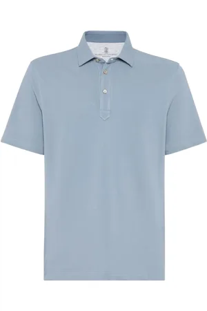 Brunello Cucinelli Top, Herre, Blå, 3XL, Bomuld, Bomulds Piqué Polo Shirt
