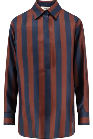 Fendi Bluser & Skjorter, Dame, Brun, S, Brun silkeskjorte med skjulte knapper