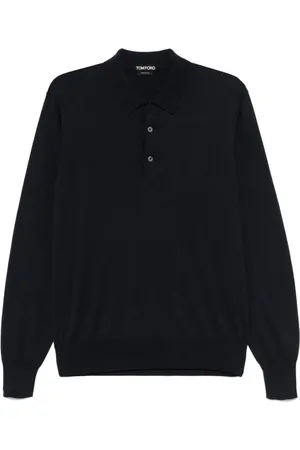 Tom Ford Strik, Herre, Blå, XL, Rundhalset striktrøje
