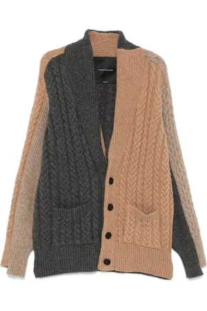 Federico Cina Strik, Herre, Flerfarvet, M, Uld, Farveblok Uldblanding Shawl Sweater