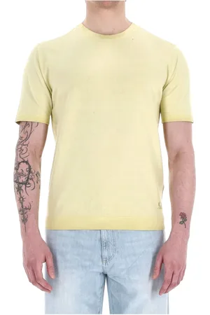 C.P. Company Top, Herre, Gul, L, Bomuld, Moderne Sommer T-shirt i Crepe Bomuld