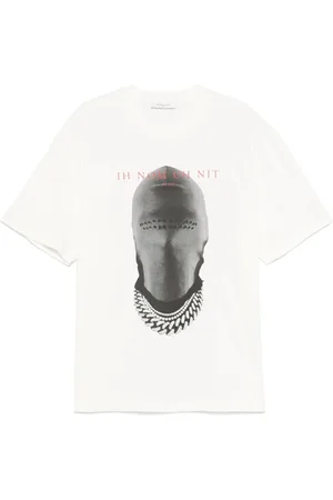 Ih Nom Uh Nit Top, Herre, Hvid, 2XL, Hvid Logo Print Crew Neck T-shirt