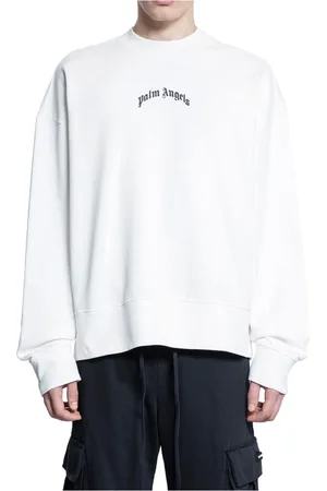Palm Angels Sweathshirts & Hoodies, Herre, Hvid, M, Uld, Buet Logo Crewneck Sweater