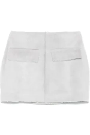 REMAIN Birger Christensen Nederdel, Dame, Grå, XS, Lys Grå Shearling Nederdel