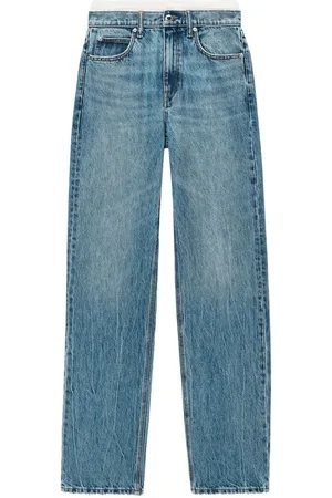 Alexander Wang Jeans, Dame, Blå, W25, Denim, Indigo Denim Whiskering Straight Leg Jeans
