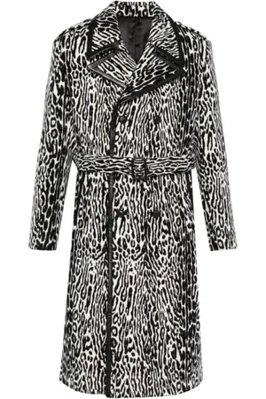 Ernest W. Baker Frakke, Herre, Sort, M, Uld, Leopard Print Uldfrakke