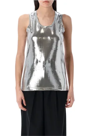 JUNYA WATANABE Top, Dame, Grå, M, Uld, Metallic Tank Top Sølv