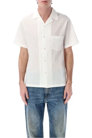 Portuguese Flannel Skjorte, Herre, Hvid, M, Bomuld, Hvid Seersucker Bowling Skjorte