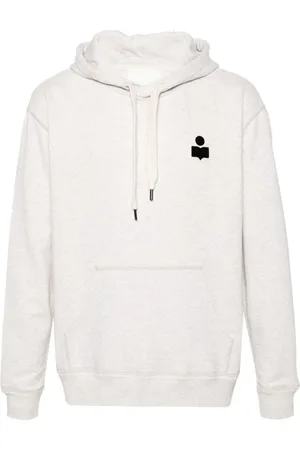 Isabel Marant Sweathshirts & Hoodies, Herre, , L, Bomuld, Ecru Jersey Hættetrøje med Flocked Logo