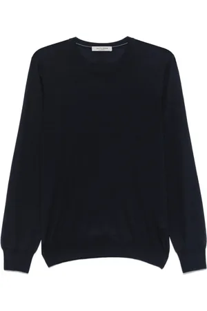 LA FILERIA Strik, Herre, Blå, L, Midnight Ribbed Crew Neck Sweater
