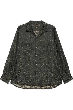 Pins & Needles Skjorte, Herre, Brun, L, Animalier Brun Skjorte Frontknap Lukning