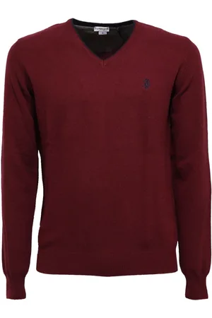 U.S. Polo Assn. Strik, Herre, Rød, S, Uld, Bordeaux Uld/Kashmir Sweater