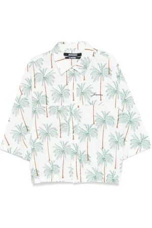Jacquemus Skjorte, Herre, Hvid, L, Hvid Grafisk Print Skjorte Elastisk Hem