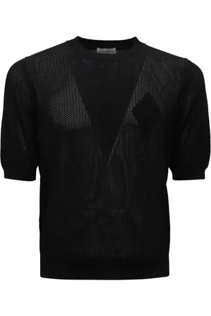 BALLANTYNE Strik, Herre, Sort, S, Perforeret Sort Sweater Model B2W177
