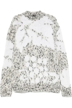 Federico Cina Strik, Herre, Grå, L, Multifarvet Strikket Rund Hals Sweater