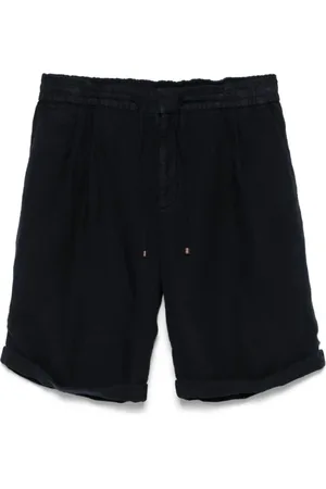 Brunello Cucinelli Shorts, Herre, Blå, L, Linned, Shorts med elastisk talje