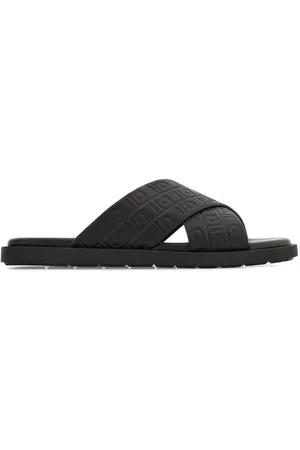 Salvatore Ferragamo Sko, Herre, Sort, 39 EU, Læder, Sort Læder Monogram Slip-On Sandaler