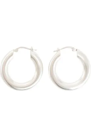Jil Sander Tilbehør, Dame, Grå, ONE SIZE, Chunky Sølv Loops Øreringe Par