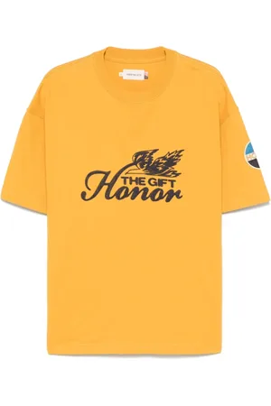 HONOR THE GIFT Top, Herre, Gul, XL, Sennepsgul Logo Broderet T-shirt