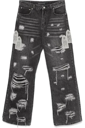Who Decides War Jeans, Herre, Grå, W36, Mørkegrå Klassiske Fem Lomme Jeans