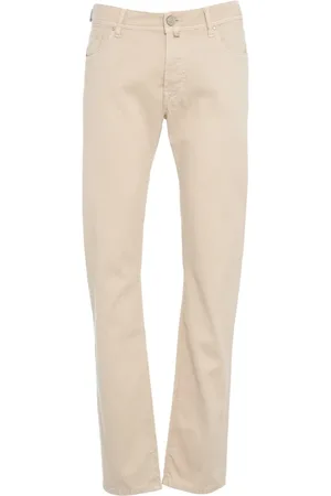 Jacob Cohen Bukser, Herre, , W33, Bomuld, Slim Fit Bard Bukser med Lærdetaljer