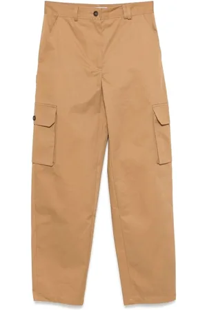 Maison Kitsuné Bukser, Dame, Brun, XS, Karamelbrune bukser med knaplukning foran